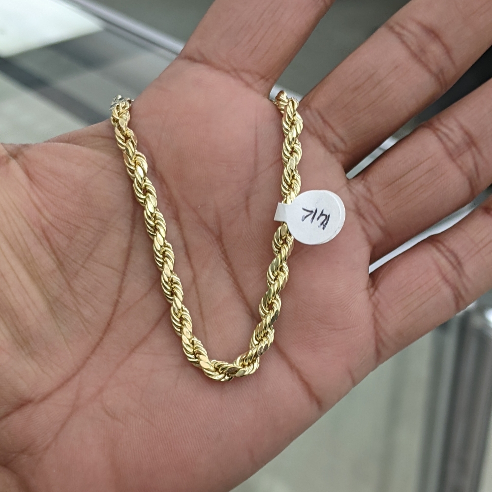 14kt Real Gold Rope Bracelet 5mm 8 Inch - Picture 6 of 9